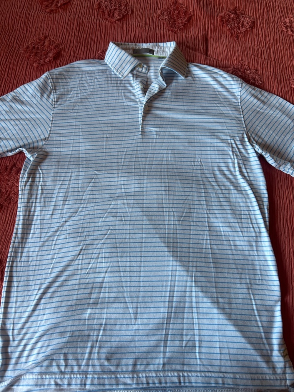 Men's Light Blue Striped Polo Shirt